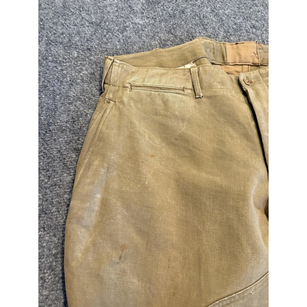 Vintage Jodhpur Pants Mens Medium Khaki Canvas Riding Breeches Button Leg 40s - Picture 2 of 14